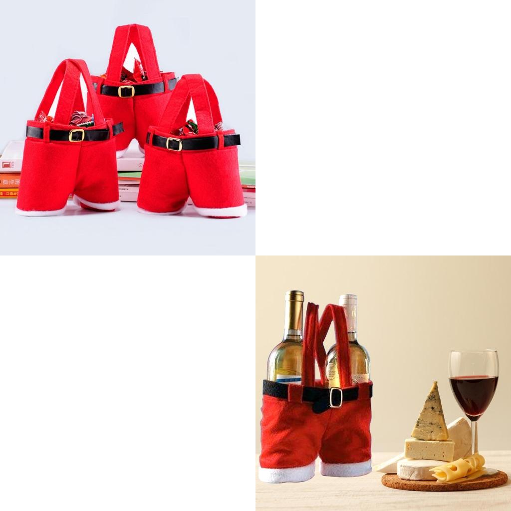 Christmas Decorations Candy Bag Wine Bottle Holder Santa Pants Lovely Treat Bags Sacks Stocking Filler