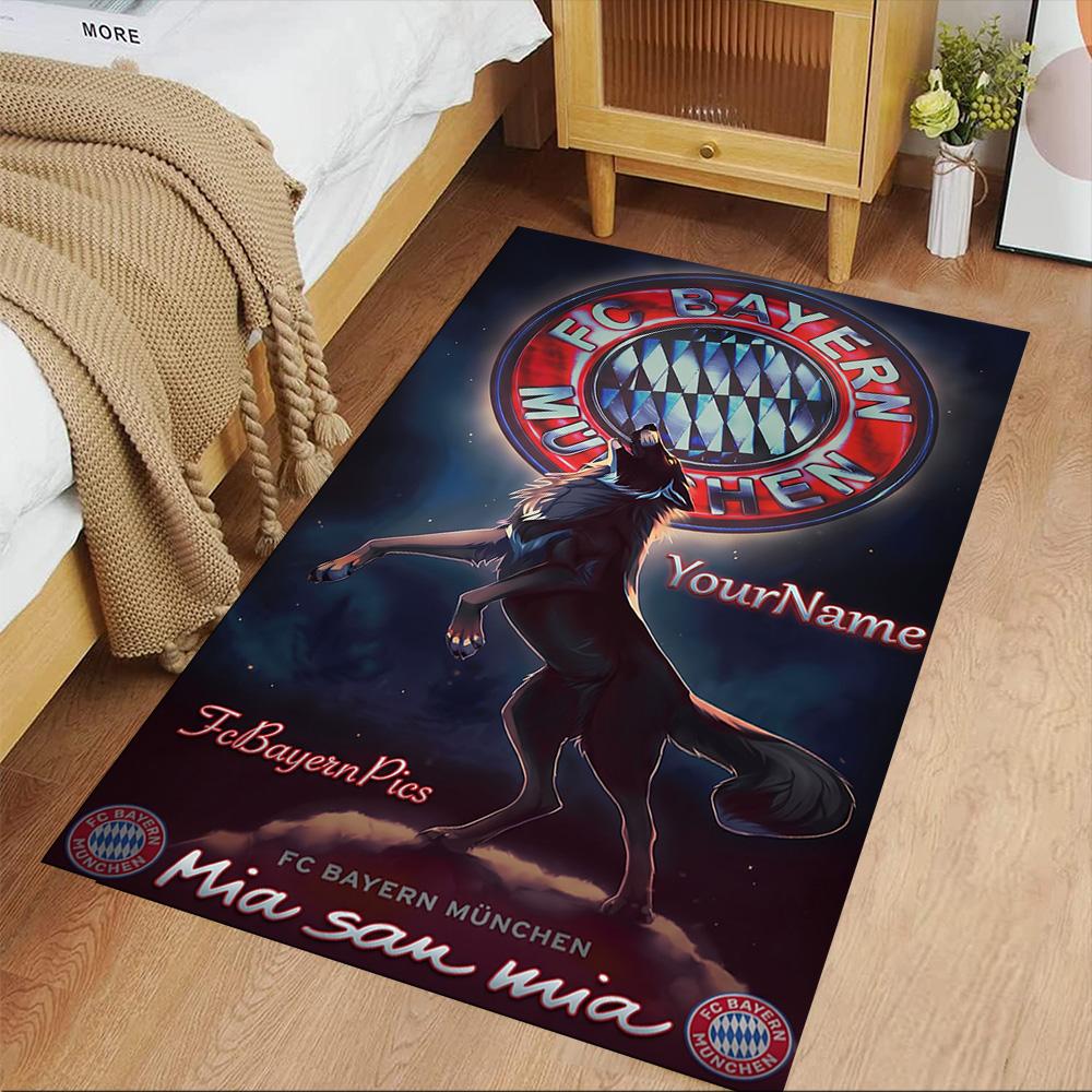 Bayern Munich Personalized Name Carpet Suitable for Foyer Dining Room Dormitory Entryway Anti-slip Rug Anime Office Decor Perfect Gift for Women/Men