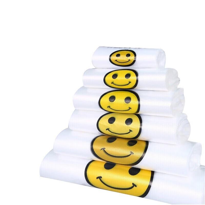 Homeglen Transparent Smiley Face Plastic Carry Bags