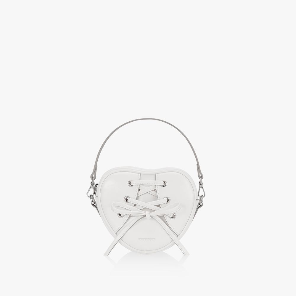 Findkapoor Ribbon Tie Heart Bag - White