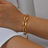 Chunky Stainless Steel Link Chain Bracelet For Woman, 18k Gold Plated Stackable Wristband Bracelets, Waterproof Trendy Jewelry