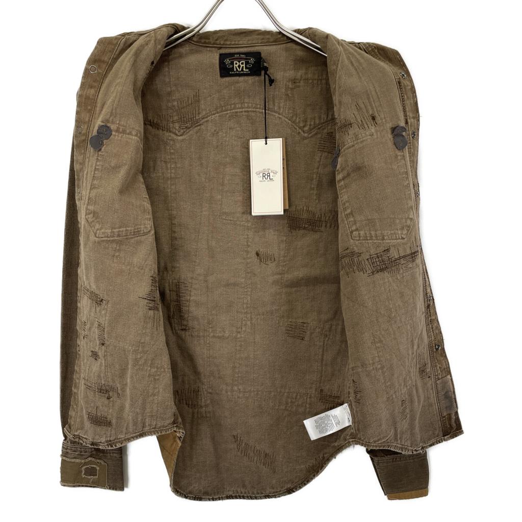 RRL Brown Patchwork Damaged Western Shirt tops XXS BrownUsed