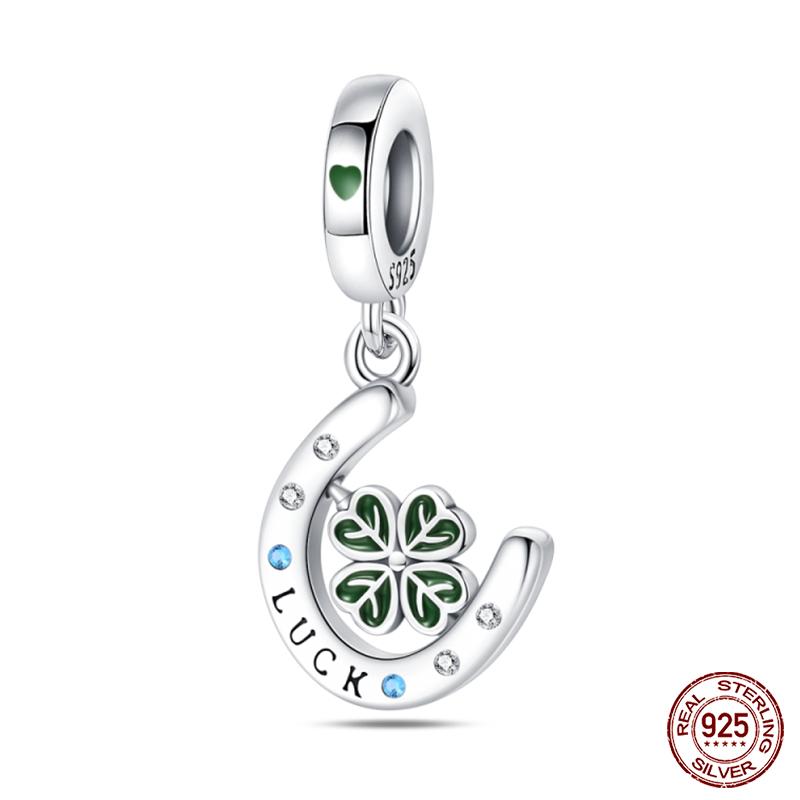 Copper Tree Of Life Four-Leaf Clover Green Series Charms Beads Fit Qikaola Original Bracelet Diy Jewelry Making