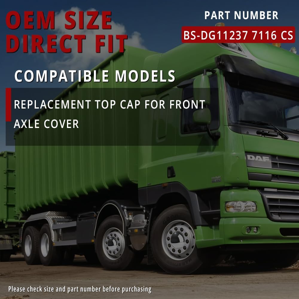 Semi Truck Hub Covers 8.9" Dome Style Hub Caps 5 Even Notched Chrome Mirror Finish Semi Hub Cap Covers for Rear Semi Truck Wheels, 1 PC