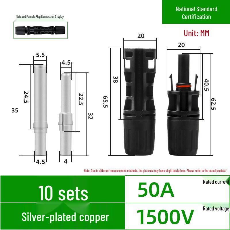 Waterproof MC4 Male & Female Solar Panel Connector, IP67, Purple Copper