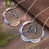 New enamel color crescent stud earrings necklace set, women's simple and high-end crescent moon necklace set