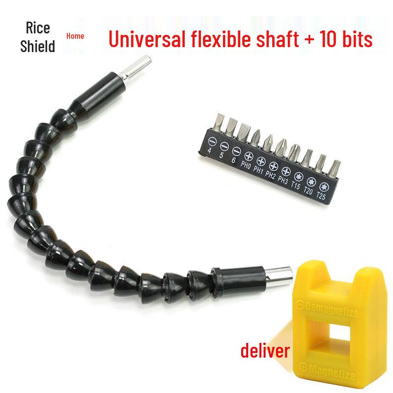 Universal Right Angle Flexible Screwdriver Attachment with Electric Drill Connection