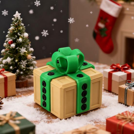 3D Printed Annoying Gift Box with Screws Christmas Puzzle Present Box Prank Case Home Office Desktop Decoration Ornament Joke Gag Gift