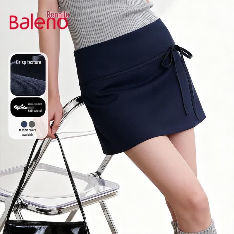 Baleno Women s Commuter High-Waist Tie-Waist A-Line Short Skirt XL