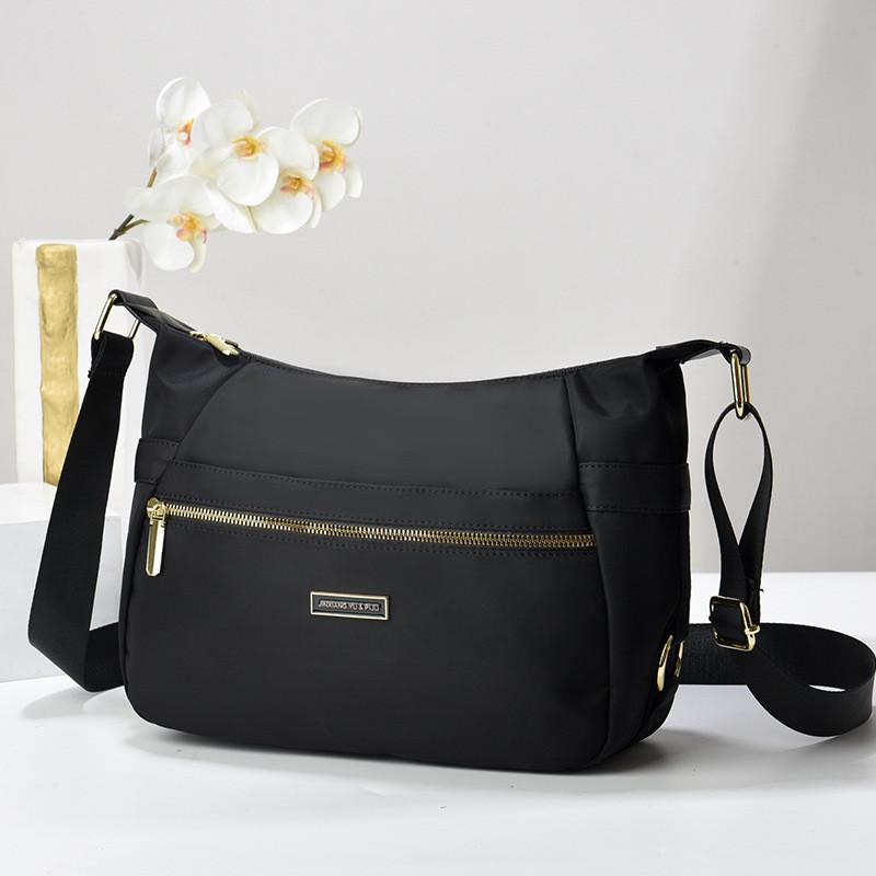 Stylish Black Bucket Shoulder Bag For Women Featuring Lightweight Oxford Fabric Design