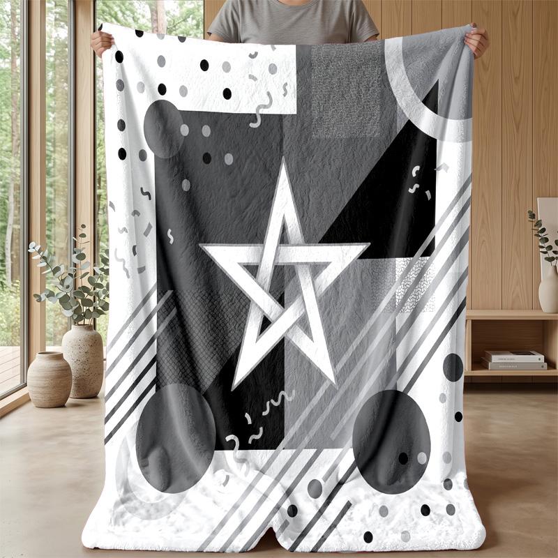 Morocco Football Printed Flannel Blanket Skin Friendly Warm Decorative Throw for Indoor Couch Bed Daily Use