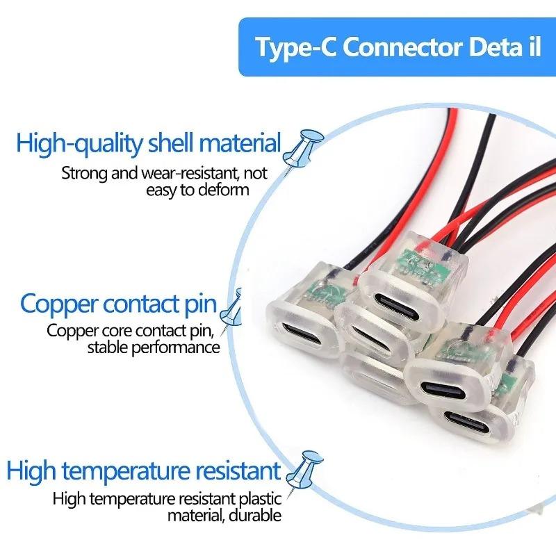 1-5PCS Car 2pin Type C Waterproof 3A Input Type Female Connector Jack Power Port Charging Socket Universal  Auto Repair Parts