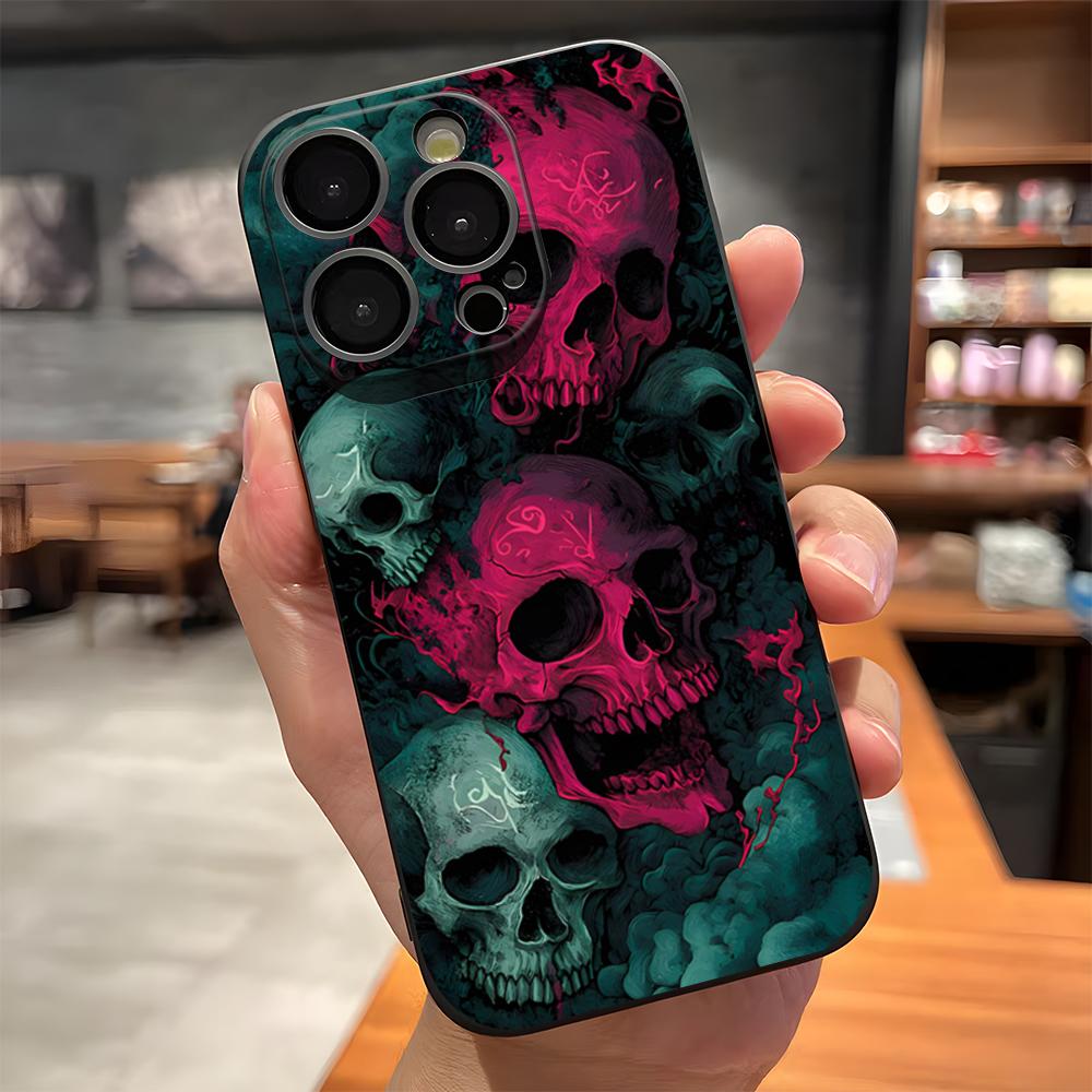Skull Horror Patterns Phone Case For IPhone 17 Pro Max 15 Pro 16 14 Plus 12 13 Mini 11 Pro Shockproof Soft Cover