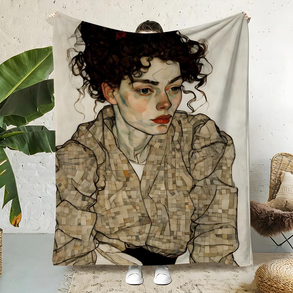 Artist E-Egon Schiele Throw Flannel Throw Blanket,Bed Home Office Nap Blanket Travel,Camping,Picnic Blanket Soft Decor