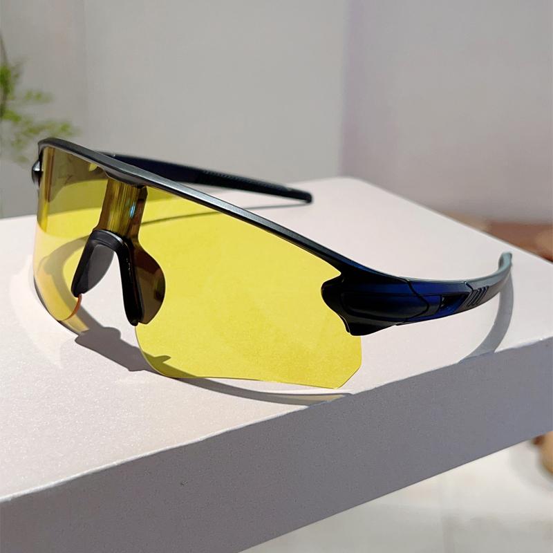 Semi Rimless Sports Goggle Men Oversized Mirror Professional Cycling Sunglasses Wrapped Round Anti-UV Protective Shades