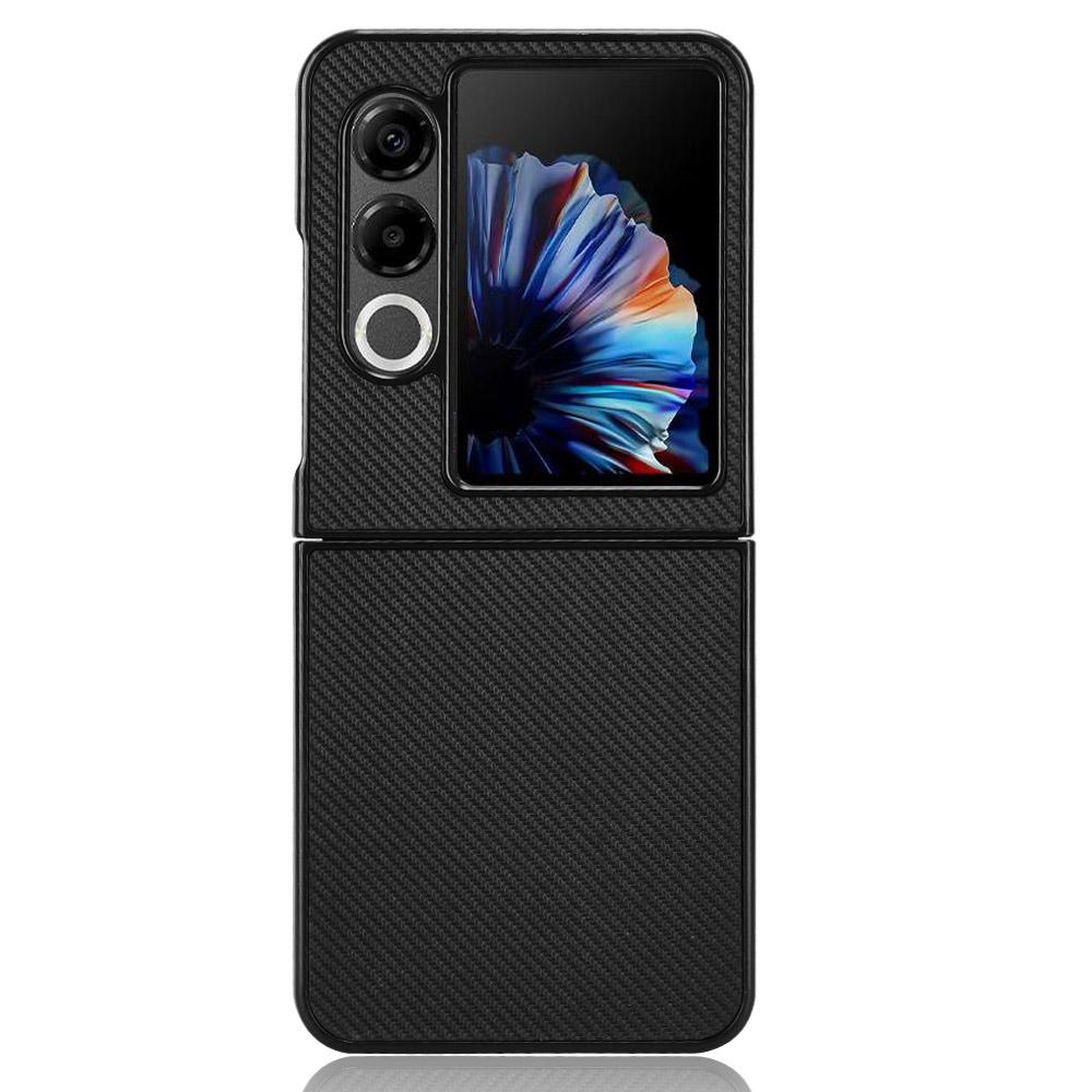 

For ZTE nubia Flip2 5G Case Carbon Fiber Texture Shockproof PU+PC Phone Cover Blue