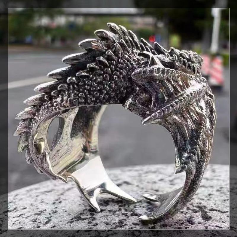 Game of Thrones Black Dragon Opening Rings for Women Men Retro Personality Hip Hop Rock Finger Jewelry Dragon Family Accessories