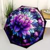 1pc Lotus StainedGlass Compact Travel Umbrella, Automatic Folding Lightweight Windproof 8-Bone Reinforced Design, Portable for Backpack Dura
