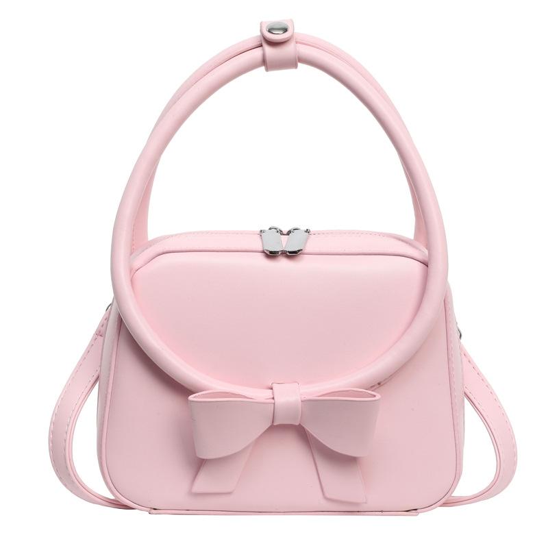 Fashion Bow Bag Women's New Solid Color Versatile Shoulder Messenger Bag Small Square Bag