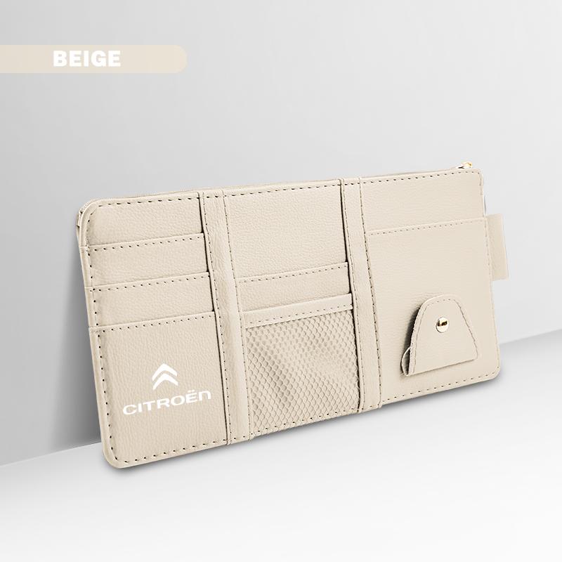 

PU Leather Car Sun Visor Ticket Card Storage Bag Accessories For Citroen C1 DS3 C2 C3 Vts C4 Saxo C4L C5 C6 C8 Xsara C3-XR SEGA бежевий