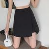2024 Women's Black A-Line Slim High-Waist Skirt-Pants with Irregular Slit (Plus Size)