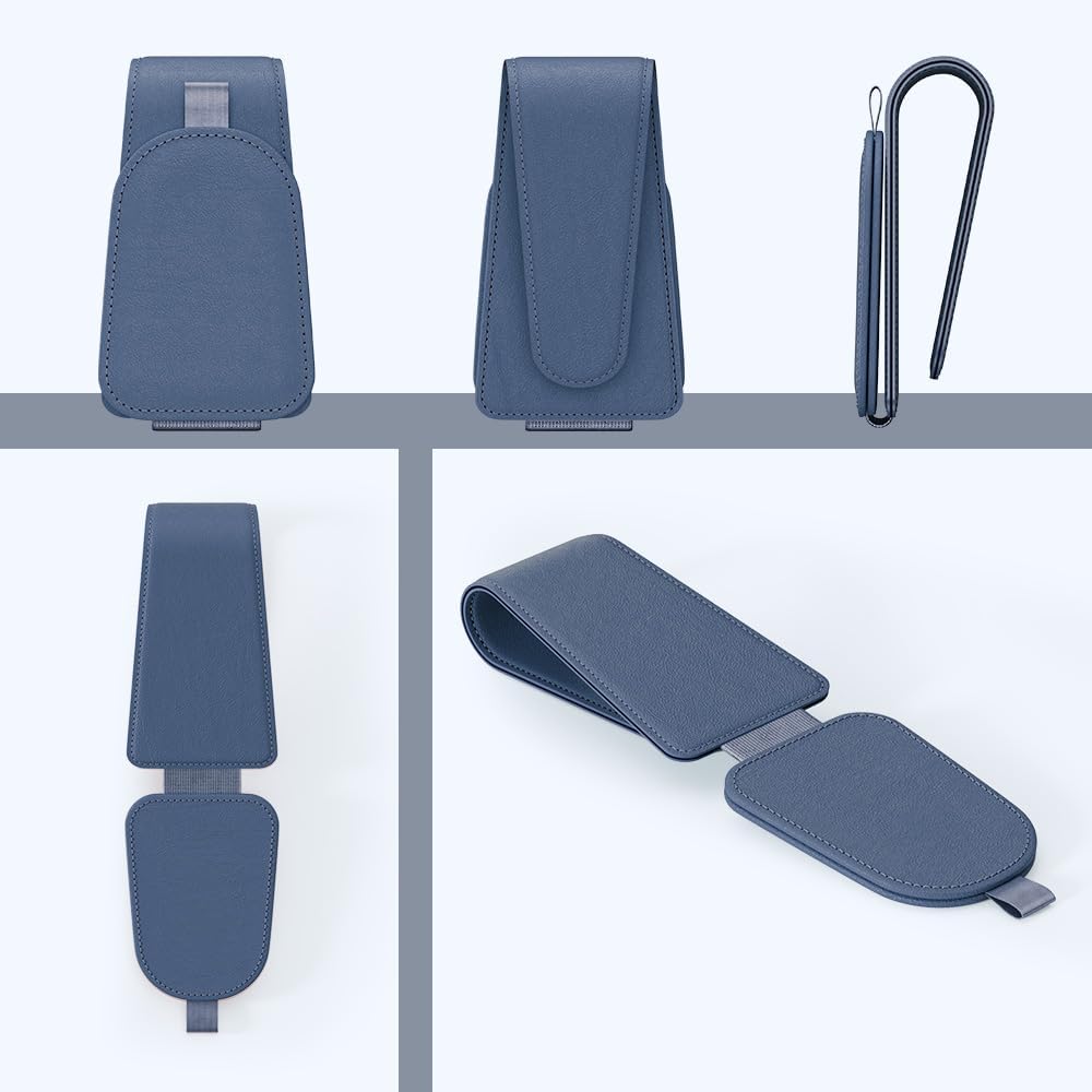 Sotfamily Sunglass Holder For Car Visor, Suede Cloth Magnetic Sunglass Organizer For Car Accessories, 2 Packs, Blue