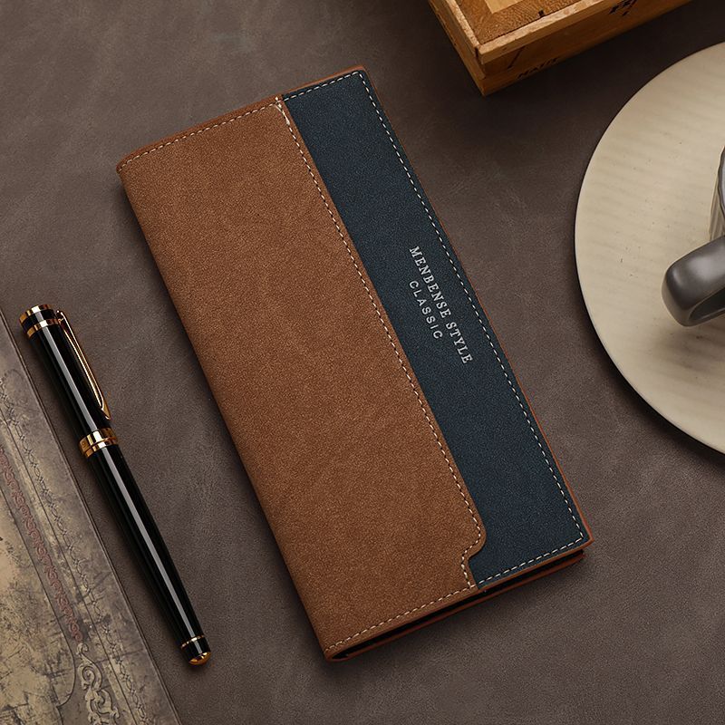 Кошелек Мужской Длинный Сумка для костюма Ретро 3-в-1 Ультратонкий Натуральный Мужской Многокарманный Картхолдер Матовый ID-холдер