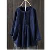 2025 Korean Style Loose Pleated Long-Sleeve Retro Cotton Linen Shirt for Women