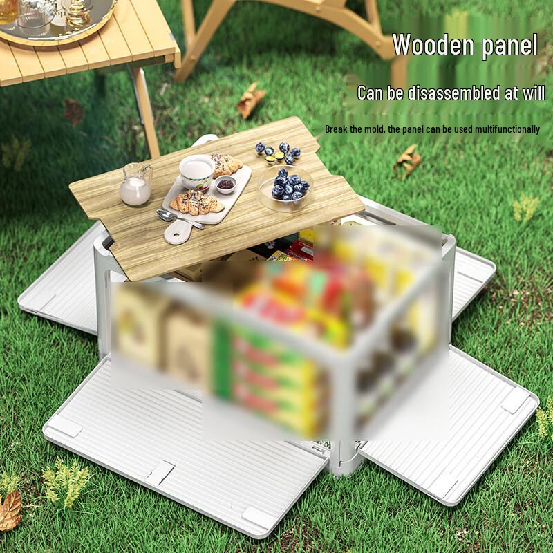BingSu Outdoor Folding Storage Box with Wooden Lid