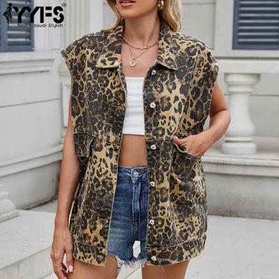 Mode för kvinnor, Casual, Leopardmönster, Sommar, Vår, Kortärmad, POLO-hals, Jackor & Rockar