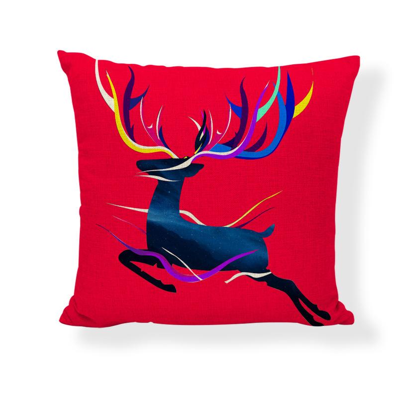 Red Series Santa Claus Pattern Throw Pillow Cover with Short Plush Print for Living Room Sofa Decoration Cushion Cover