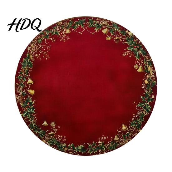 Round Christmas Placemat Placemat 14 Inch Festive Pattern Anti Slip Tabletop Protector Tableware Heat Insulation Place Mat for Dining Table Kitchen