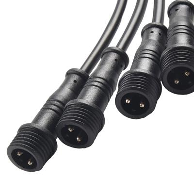 5-Pairs 2-Pin IP65 Waterproof Connector 0.3mm Male & Female Black Cable 22