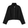 Women High Neck Long Sleeve Zip Pilot Short Jacket