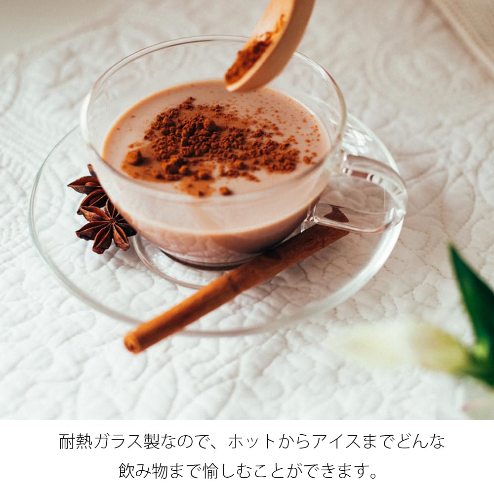 HARIO Teacup Microwave and Dishwasher Made in Heat-Resistant & Saucer, 230ml, Safe, Japan, TCSN-1T