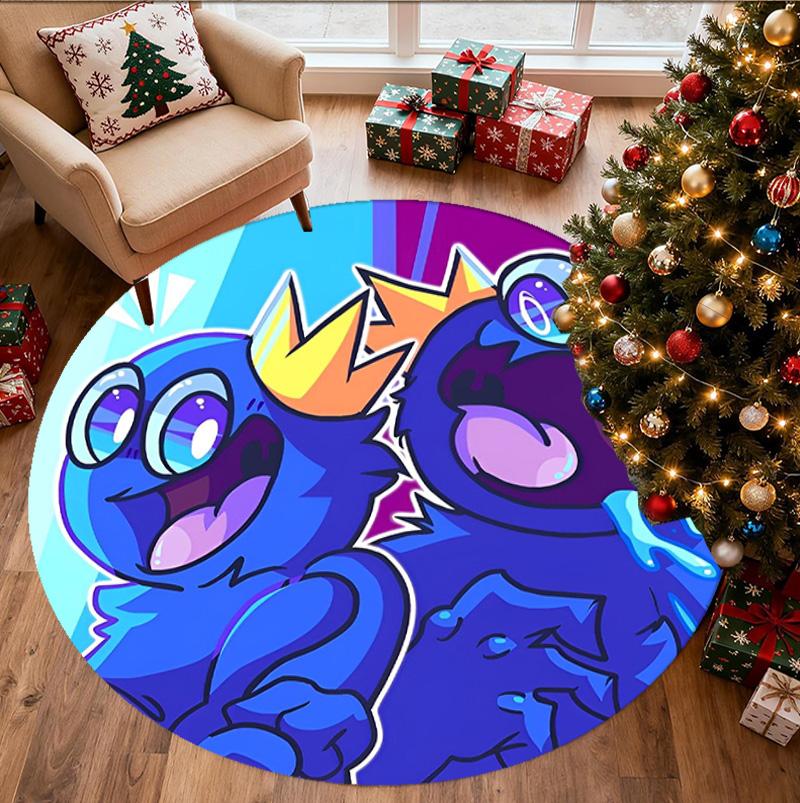 Game Rainbow Friends Pattern Round Rug, Indoor/Outdoor Mat, for Picnic, Gameroom, Bedroom, Office, Living Room, Home Decor Carpet, Birthday Gift