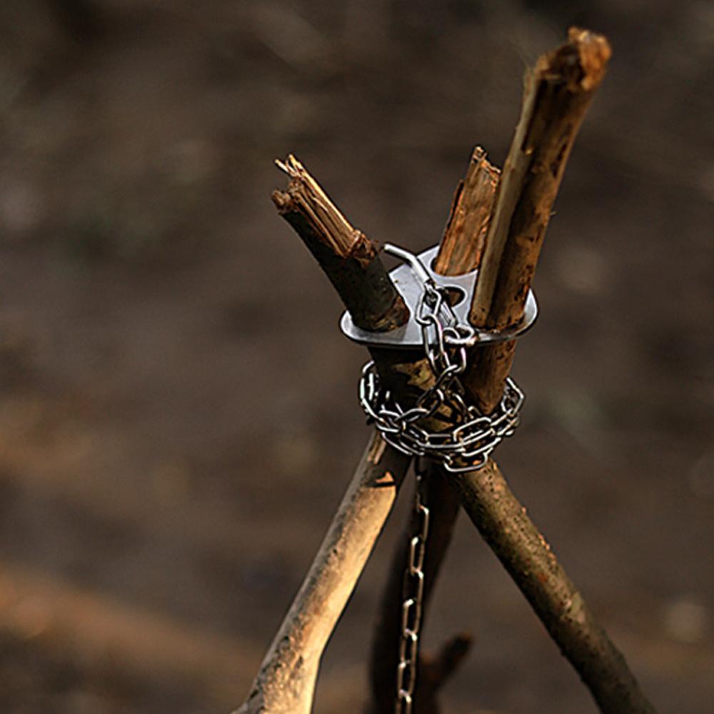 Outdoor Camping Picnic Camping Rack Hanger Pot Bracket 3-Holes Campfire Firewood Triangular Buckle