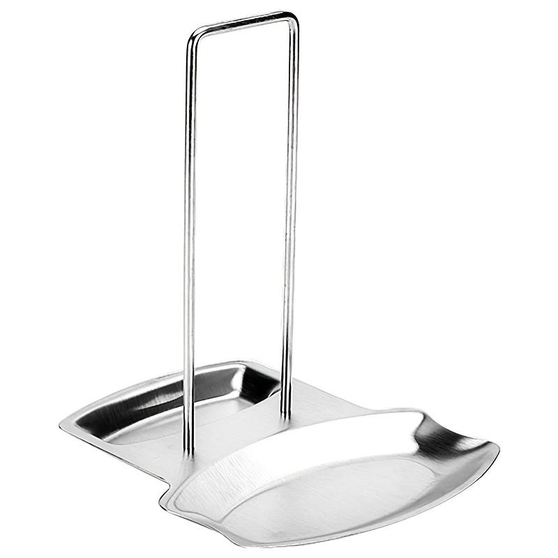 1pc Stainless Steel Pot Lid Rack with Removable Shelf and Drain Tray Bracket, Free Punching Soup Spoon Rack for Easy Pot Cover Storage and Drainage