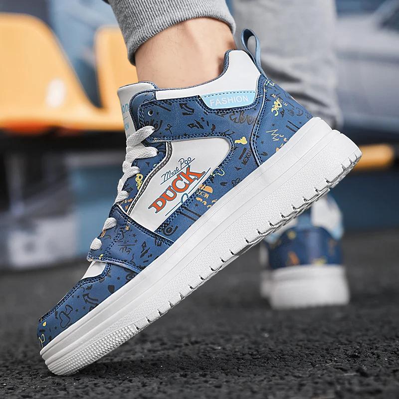Nuove Scarpe Sportive High Top da Uomo e da Donna Taglie Forti 31-44, Scarpe da Skate Sportive in Pelle Trendy ed Esplosive Resistenti all'Usura