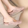 Outside Hollow Medium Heel Women's Slippers and Ladies Sandals on Beach Shoes Chic Elegant Low Price Original Stylish Pvc Slides