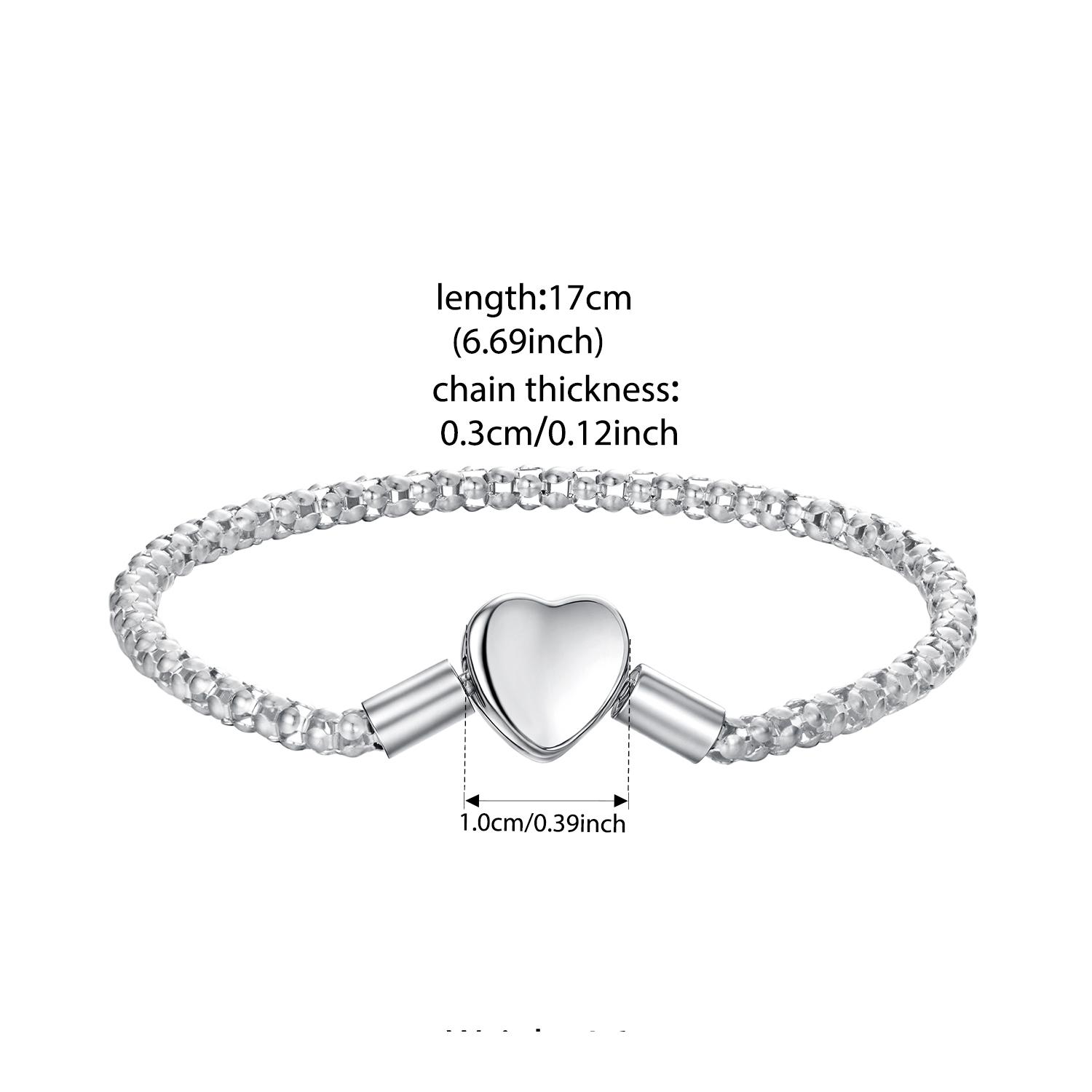 

BISAER Real 925 Silver Heart Basic Bracelet Love Starry Bracelets for Women Charms Beads DIY Fine Jewelry EFB209 19cm