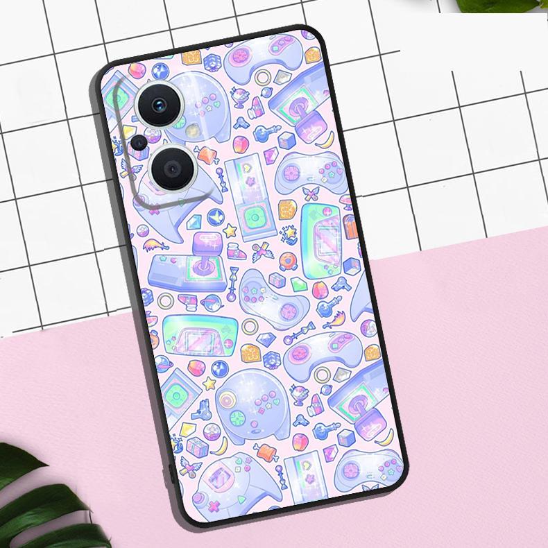 90s Sweet Kawaii Game Controller Case For OPPO Reno 13F 12F 11F 8T 7 8 10 11 12 13 Pro OPPO Find X8 X6 Pro X3 X5 Lite Cover