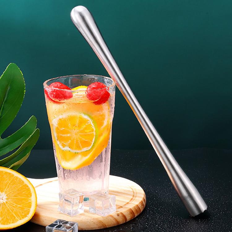 

304 Stainless Steel All-Metal Ice Crushing Cocktail Stirring Stick Fruit Lemon Muddler LsCook 30cm Slim Waist Satin Finish