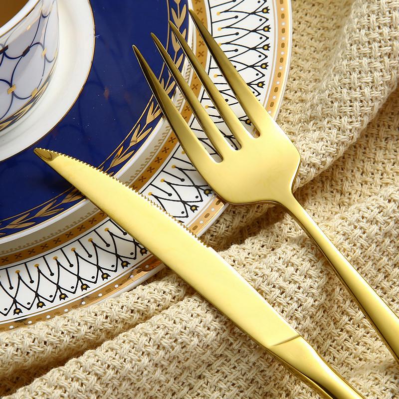 Stainless Steel Cutlery Silverware Spoon Set Matte Gold Eco Friendly Cutlery Knives Forks Spoons Dinnerware Set Dinner Set
