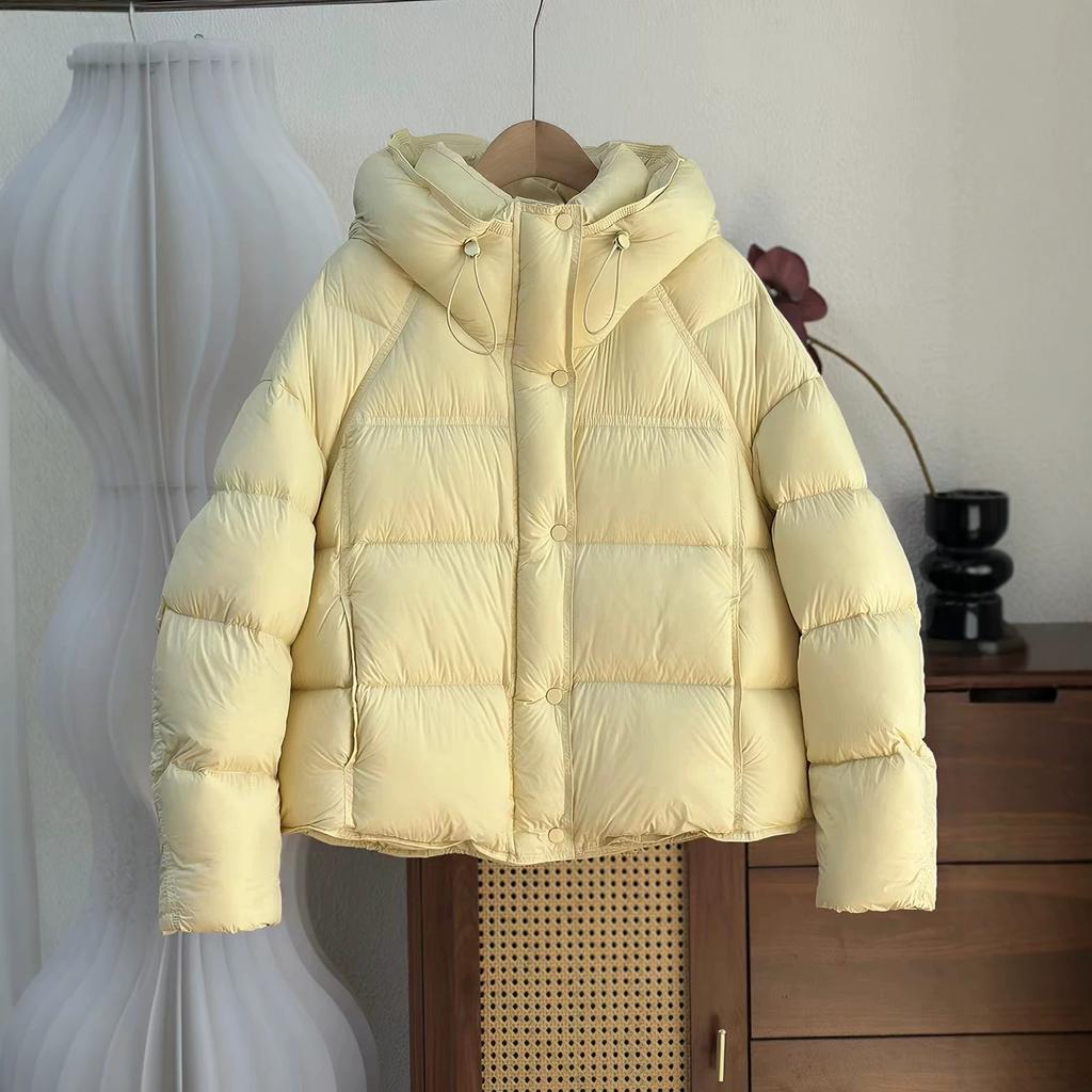 White duck down suit cloud puff women's short new thickened warm hooded bread jacket