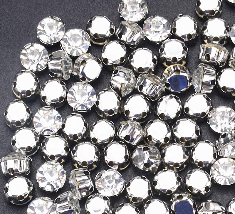 White Color Sew on Stones Rhinestone Flat Back 2D Shape Claw Loose Crystal Strass for Clothing Shoes Accessories