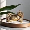 Funny Brass Lying Thinking Frog Miniature Figurines Toys Desk Ornaments Decors Crafts Accessories Vintage Copper Animal Tea Pets