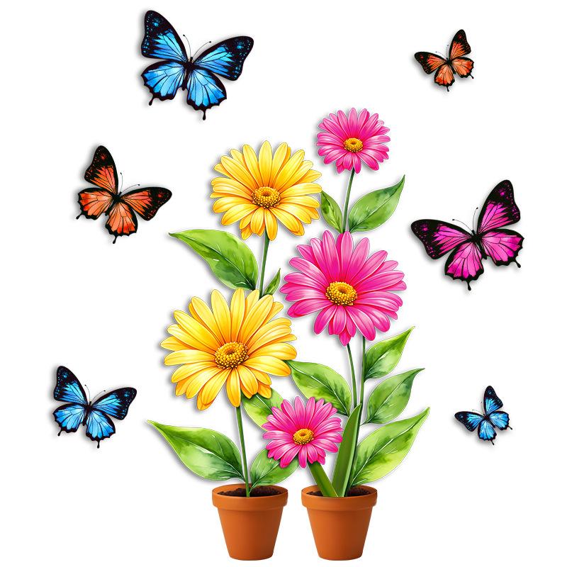 

Съемная наклейка на стену с цветком и бабочкой, самоклеящееся украшение для спальни, гостиной, домашнего декора 60x90cm разноцветный