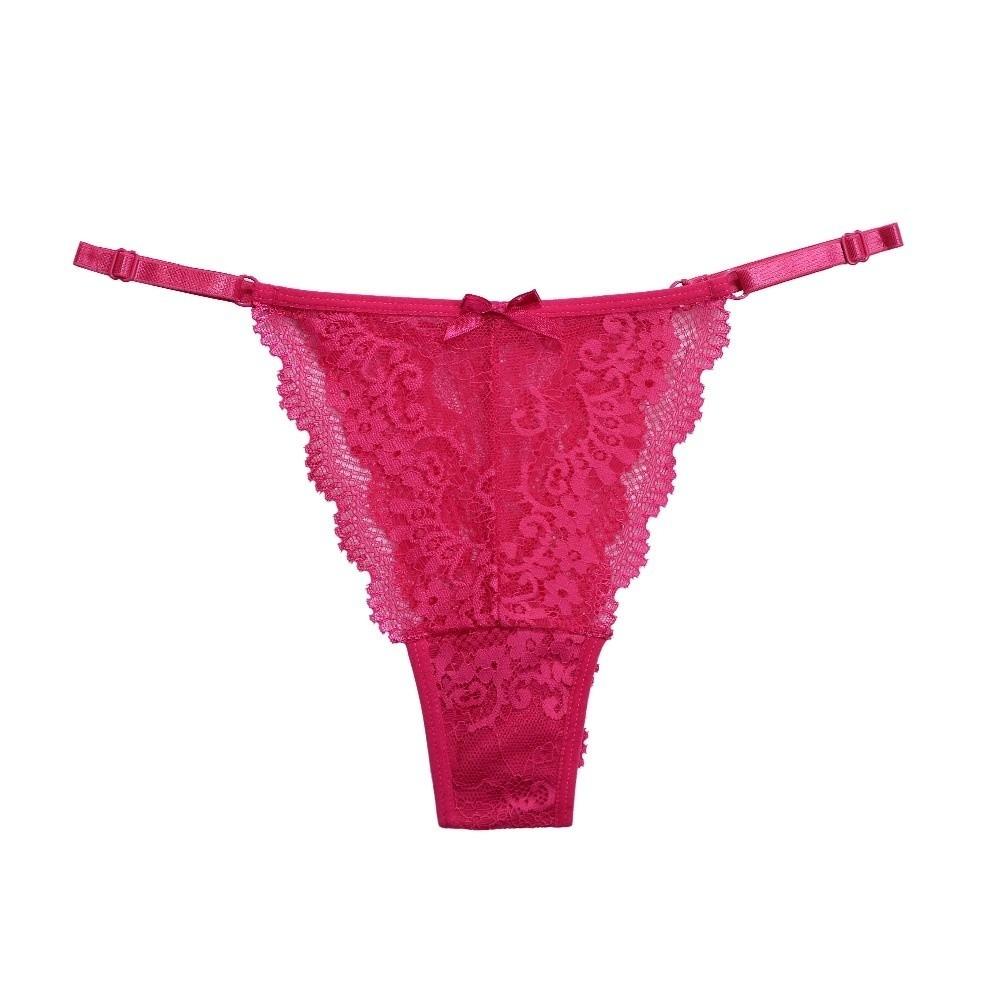 Breathable Soft Lace Flower Thongs Solid Color Underpants Low Waist Briefs Lingerie Traceless T-back Panties Daily Wear