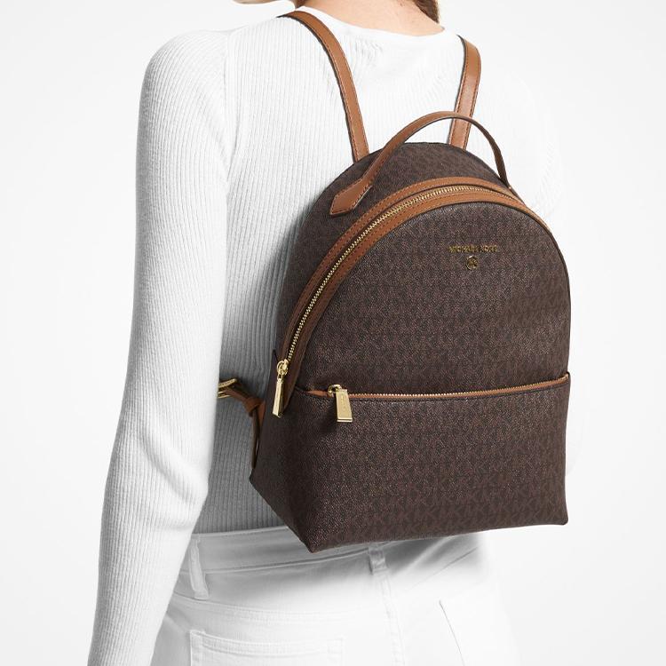 Michael Kors Mk Valerie Vintage Logo Print Canvas Backpack Women backpack Brown 30F2G9VB2B-BRN/ACORN